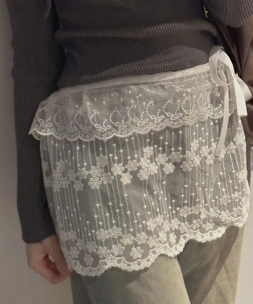 SpRay（スプレイ）の「チュールレースラップミニスカート（スカート・レディース・ホワイト・FREE）」の3枚目の写真