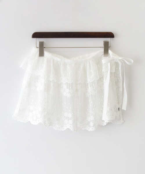SpRay（スプレイ）の「チュールレースラップミニスカート（スカート・レディース・ホワイト・FREE）」の2枚目の写真