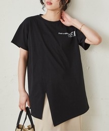 ロゴプリントアシメチュニックＴシャツ