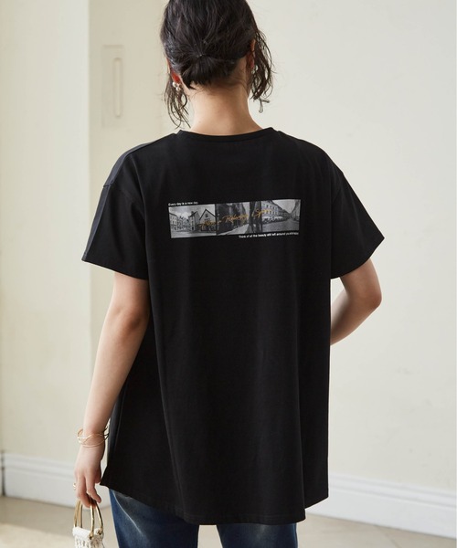 RANAN(ラナン)の「ロゴプリントアシメチュニックTシャツ(Tシャツ/カットソー・レディース・ホワイト系2/ホワイト系1/ブラック系2/ブラック系1・LL/L/M/3L)」の4枚目の写真