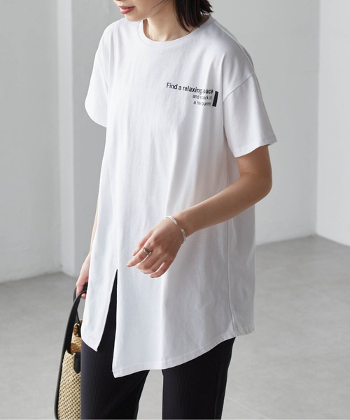 RANAN(ラナン)の「ロゴプリントアシメチュニックTシャツ(Tシャツ/カットソー・レディース・ホワイト系2/ホワイト系1/ブラック系2/ブラック系1・LL/L/M/3L)」の8枚目の写真