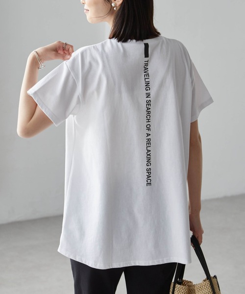 RANAN(ラナン)の「ロゴプリントアシメチュニックTシャツ(Tシャツ/カットソー・レディース・ホワイト系2/ホワイト系1/ブラック系2/ブラック系1・LL/L/M/3L)」の5枚目の写真