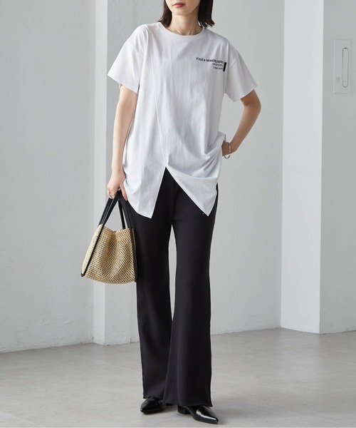 RANAN(ラナン)の「ロゴプリントアシメチュニックTシャツ(Tシャツ/カットソー・レディース・ホワイト系2/ホワイト系1/ブラック系2/ブラック系1・LL/L/M/3L)」の10枚目の写真
