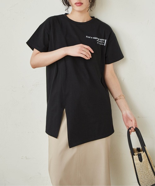 RANAN(ラナン)の「ロゴプリントアシメチュニックTシャツ(Tシャツ/カットソー・レディース・ホワイト系2/ホワイト系1/ブラック系2/ブラック系1・LL/L/M/3L)」の11枚目の写真
