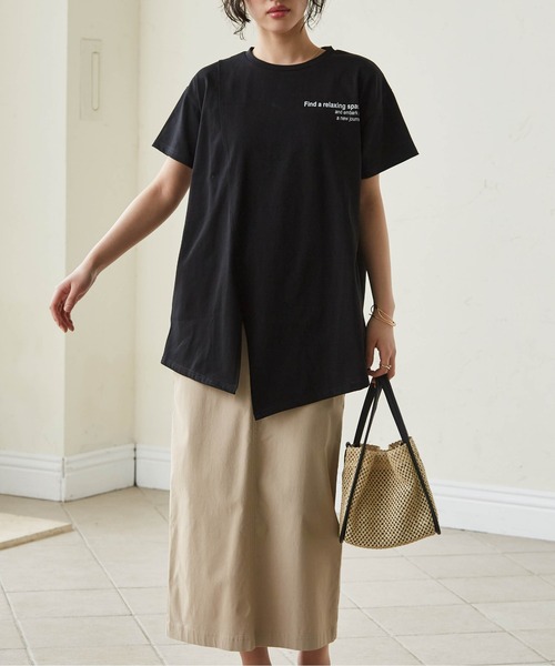 RANAN(ラナン)の「ロゴプリントアシメチュニックTシャツ(Tシャツ/カットソー・レディース・ホワイト系2/ホワイト系1/ブラック系2/ブラック系1・LL/L/M/3L)」の12枚目の写真