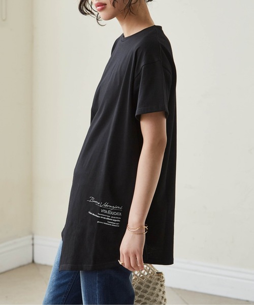RANAN(ラナン)の「ロゴプリントアシメチュニックTシャツ(Tシャツ/カットソー・レディース・ホワイト系2/ホワイト系1/ブラック系2/ブラック系1・LL/L/M/3L)」の16枚目の写真