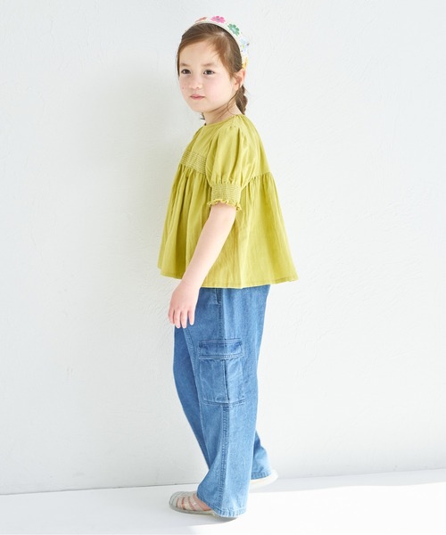 pairmanon（ペアマノン）の「【綿100%】パフスリーブ シャーリングブラウス（シャツ/ブラウス・キッズ・グリーン系その他/ピンク系その他/ブルー・150/120/90/140/100/110/130）」の7枚目の写真