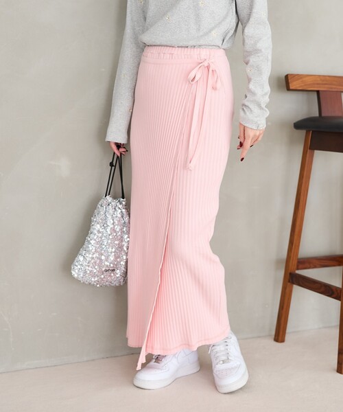 FREAK'S STORE（フリークスストア）の「アーミーリブ ラップ風スカート（スカート・レディース・キャメル/ピンク/チャコール・ﾌﾘ-）」の3枚目の写真