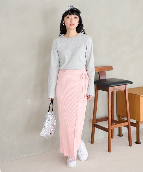 FREAK'S STORE（フリークスストア）の「アーミーリブ ラップ風スカート（スカート・レディース・キャメル/ピンク/チャコール・ﾌﾘ-）」の4枚目の写真