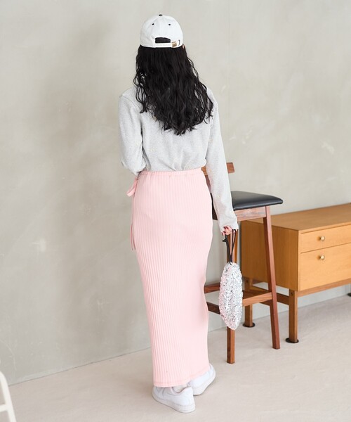 FREAK'S STORE（フリークスストア）の「アーミーリブ ラップ風スカート（スカート・レディース・キャメル/ピンク/チャコール・ﾌﾘ-）」の5枚目の写真