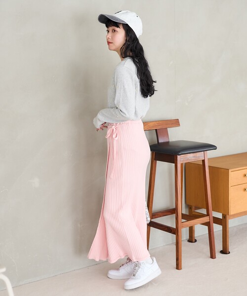 FREAK'S STORE（フリークスストア）の「アーミーリブ ラップ風スカート（スカート・レディース・キャメル/ピンク/チャコール・ﾌﾘ-）」の6枚目の写真