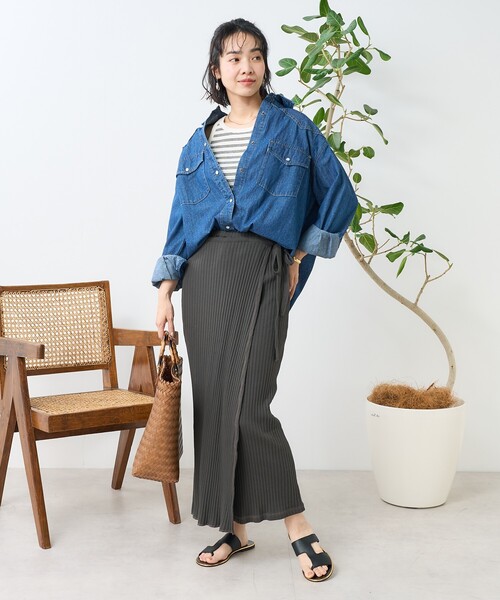 FREAK'S STORE（フリークスストア）の「アーミーリブ ラップ風スカート（スカート・レディース・キャメル/ピンク/チャコール・ﾌﾘ-）」の20枚目の写真