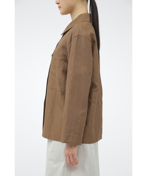 MARGARET HOWELL(マーガレットハウエル)の「YARN DYE WOOL LINEN(ブルゾン・レディース・ブラウン/ダークブルー・1/2)」の8枚目の写真