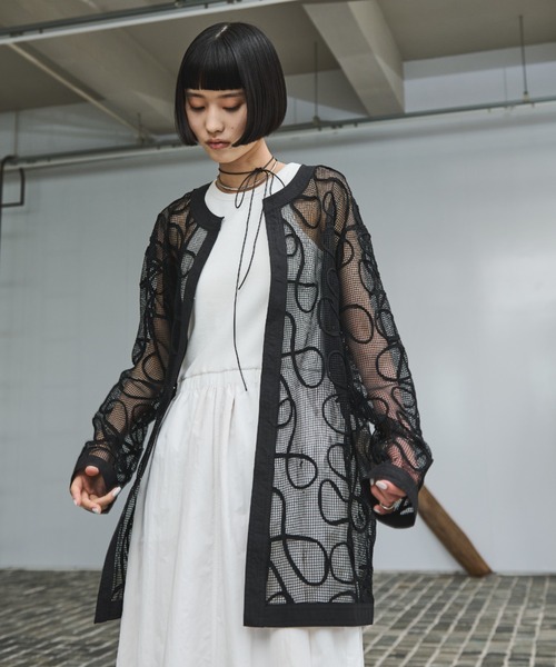 AIC.（エーアイシー）の「コード刺繍メッシュジャケット（その他アウター・レディース・アイボリー/ブラック・FREE）」の5枚目の写真