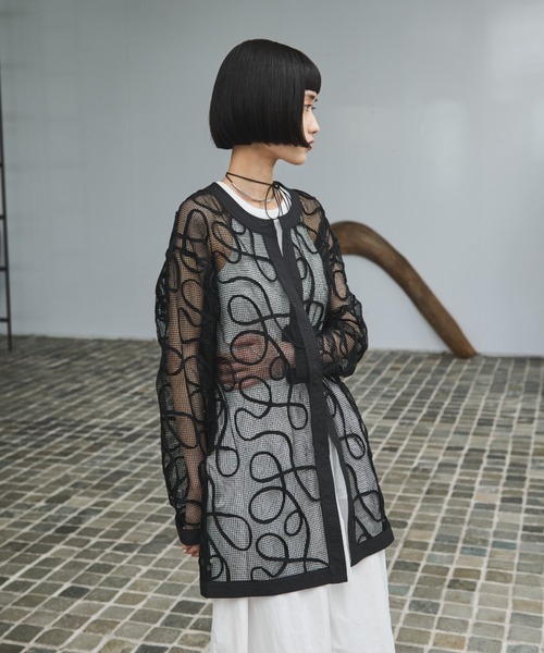 AIC.（エーアイシー）の「コード刺繍メッシュジャケット（その他アウター・レディース・アイボリー/ブラック・FREE）」の7枚目の写真