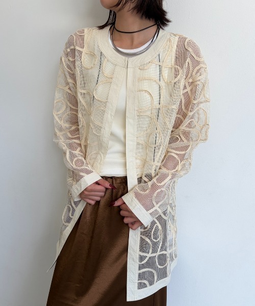 AIC.（エーアイシー）の「コード刺繍メッシュジャケット（その他アウター・レディース・アイボリー/ブラック・FREE）」の10枚目の写真