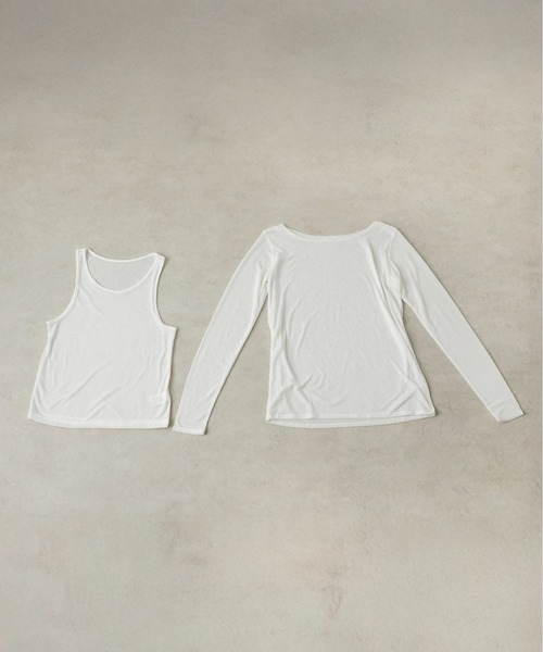 en CAnAF（エンカナフ）の「2set シアーリブ ロンT タンク トップスセット（Tシャツ/カットソー・レディース・ホワイト/ブラック/グレー・M）」の4枚目の写真