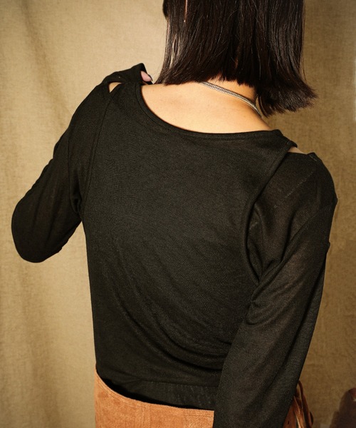 en CAnAF（エンカナフ）の「2set シアーリブ ロンT タンク トップスセット（Tシャツ/カットソー・レディース・ホワイト/ブラック/グレー・M）」の8枚目の写真