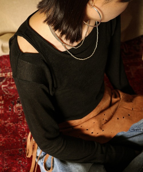 en CAnAF（エンカナフ）の「2set シアーリブ ロンT タンク トップスセット（Tシャツ/カットソー・レディース・ホワイト/ブラック/グレー・M）」の9枚目の写真