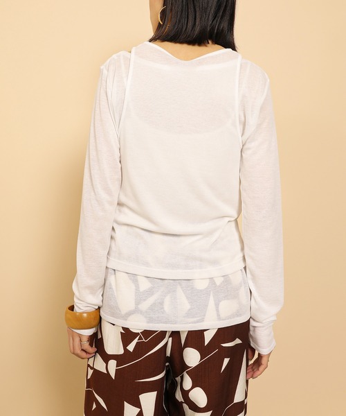 en CAnAF（エンカナフ）の「2set シアーリブ ロンT タンク トップスセット（Tシャツ/カットソー・レディース・ホワイト/ブラック/グレー・M）」の17枚目の写真