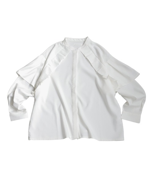 antiqua(アンティカ)の「フリルデザインシャツ(シャツ/ブラウス・レディース・ブラック/ホワイト・ONESIZE)」の7枚目の写真
