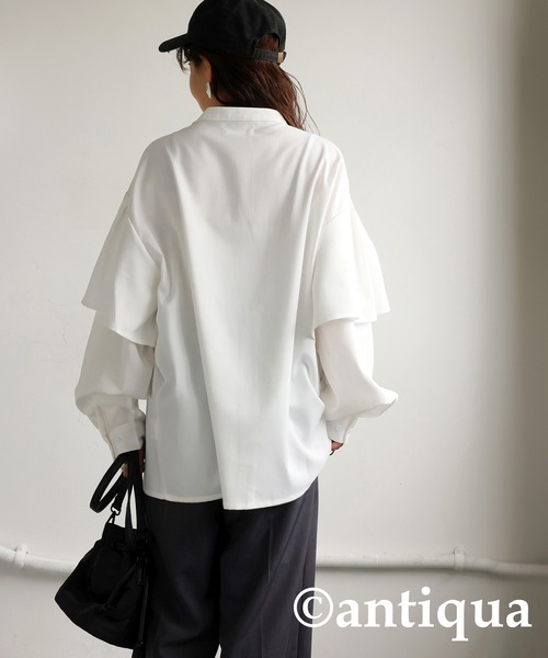 antiqua(アンティカ)の「フリルデザインシャツ(シャツ/ブラウス・レディース・ブラック/ホワイト・ONESIZE)」の21枚目の写真
