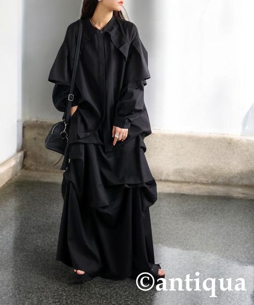 antiqua(アンティカ)の「フリルデザインシャツ(シャツ/ブラウス・レディース・ブラック/ホワイト・ONESIZE)」の15枚目の写真