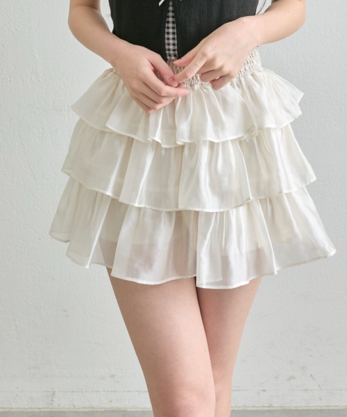 OLIVE des OLIVE(オリーブデオリーブ)の「ふりふりミニスカート(スカート・レディース・ブラック/ブラウン/オフホワイト/アイボリー・FREE)」の3枚目の写真