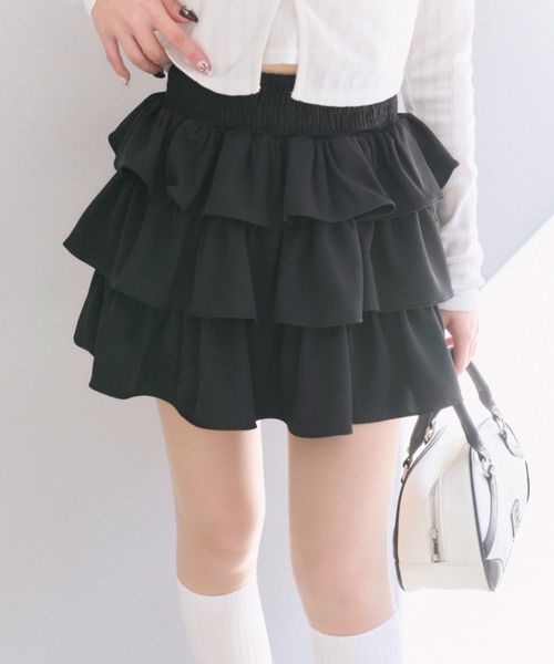 OLIVE des OLIVE(オリーブデオリーブ)の「ふりふりミニスカート(スカート・レディース・ブラック/ブラウン/オフホワイト/アイボリー・FREE)」の4枚目の写真