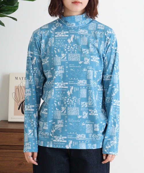 BRODIAEA(ブローディア)の「BRODIAEA ハイネックパワーネットトップス 転写プリント(Tシャツ/カットソー・レディース・ダークネイビー/ブルー/ライム・40)」の16枚目の写真