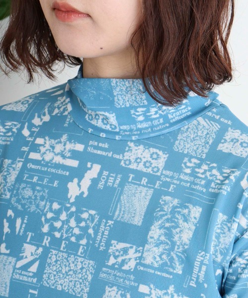 BRODIAEA(ブローディア)の「BRODIAEA ハイネックパワーネットトップス 転写プリント(Tシャツ/カットソー・レディース・ダークネイビー/ブルー/ライム・40)」の19枚目の写真