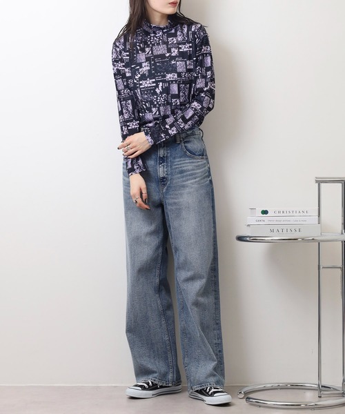 BRODIAEA(ブローディア)の「BRODIAEA ハイネックパワーネットトップス 転写プリント(Tシャツ/カットソー・レディース・ダークネイビー/ブルー/ライム・40)」の15枚目の写真