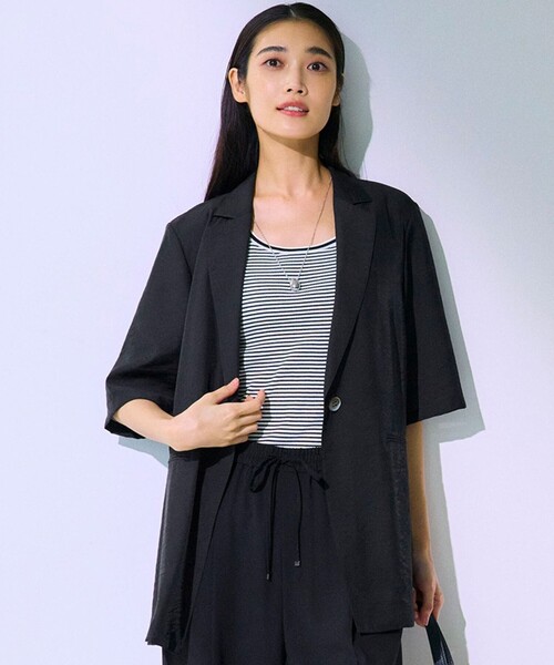 Oggi6月号掲載　23区　シアータンブラー ハーフスリーブ ジャケット Oggi6月号掲載/杏さん着用/速乾性/接触冷感】シアータンブラー