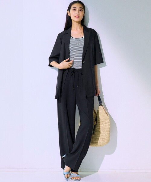 新品 2025SS 23区 ハーフスリーブジャケット Oggi6月号掲載 セール】【Oggi6月号掲載/杏さん着用/速乾性/接触冷感】シアー