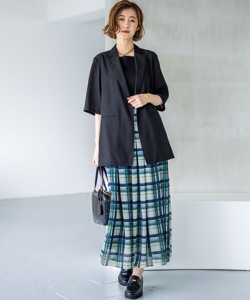 Oggi6月号掲載　23区　シアータンブラー ハーフスリーブ ジャケット Oggi6月号掲載/杏さん着用/速乾性/接触冷感】シアータンブラー