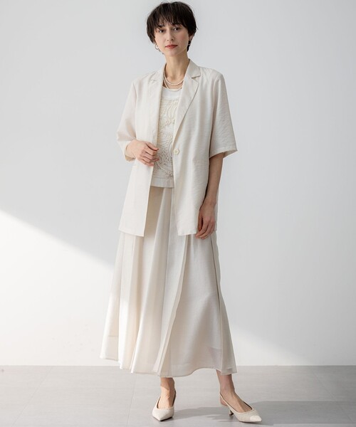 新品 2025SS 23区 ハーフスリーブジャケット Oggi6月号掲載 セール】【Oggi6月号掲載/杏さん着用/速乾性/接触冷感】シアー