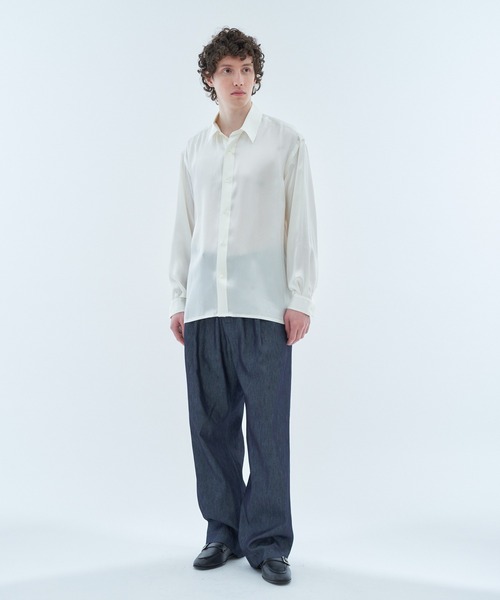 COLUMN(コラム)の「COLUMN / シルクサテン シャツ<THE COLUMN>(シャツ/ブラウス・メンズ・オフホワイト/ネイビー・MEDIUM/LARGE)」の8枚目の写真