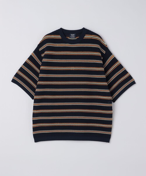 美品✳︎ships✳︎ニット✳︎フリーサイズ セール】SHIPS:〈手洗い可能〉Amossa(R) メッシュ ボーダー