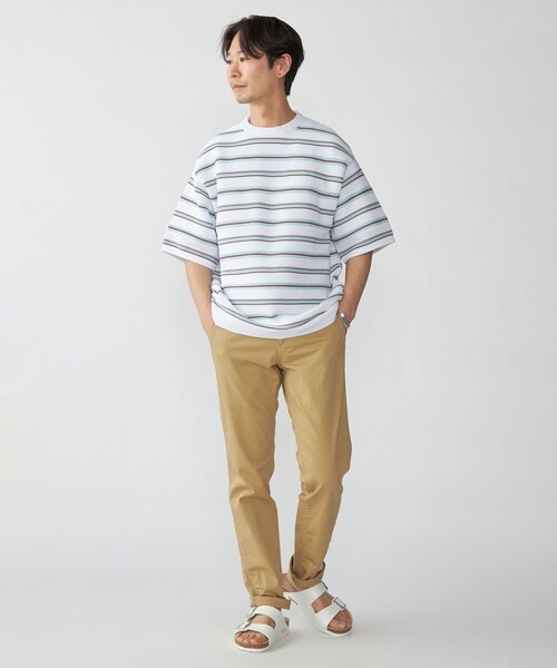 SHIPS:〈手洗い可能〉Amossa(R) メッシュ ボーダー ニット T