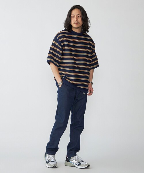 SHIPS(シップス)の「SHIPS:〈手洗い可能〉Amossa(R) メッシュ ボーダー ニット Tシャツ(ニット/セーター・メンズ・ホワイト/グリーン/ネイビー・SMALL/MEDIUM/LARGE/X-LARGE)」の10枚目の写真