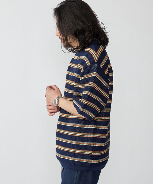 美品✳︎ships✳︎ニット✳︎フリーサイズ セール】SHIPS:〈手洗い可能〉Amossa(R) メッシュ ボーダー