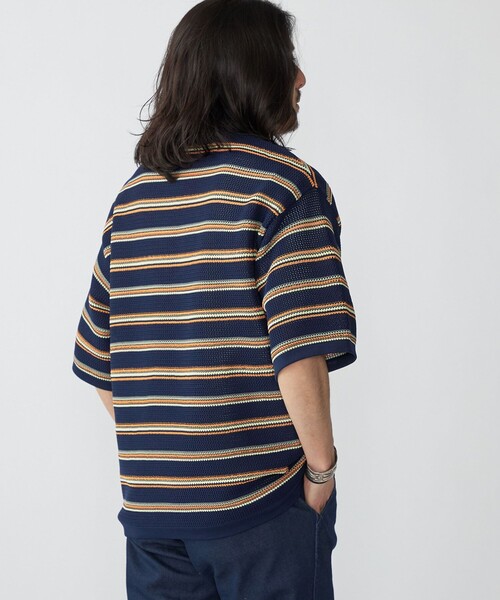 SHIPS(シップス)の「SHIPS:〈手洗い可能〉Amossa(R) メッシュ ボーダー ニット Tシャツ(ニット/セーター・メンズ・ホワイト/グリーン/ネイビー・SMALL/MEDIUM/LARGE/X-LARGE)」の13枚目の写真