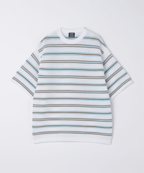 SHIPS(シップス)の「SHIPS:〈手洗い可能〉Amossa(R) メッシュ ボーダー ニット Tシャツ(ニット/セーター・メンズ・ホワイト/グリーン/ネイビー・SMALL/MEDIUM/LARGE/X-LARGE)」の17枚目の写真