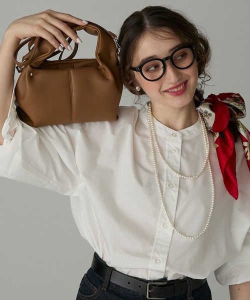 BONLECILL Marche(ボンルシールマルシェ)の「【BONLECILL Marche】2wayタックデザインワンハンドルバッグ/ショルダーバッグ(ハンドバッグ・レディース・ブラック/グレイッシュベージュ/キャメル・FREE)」の13枚目の写真