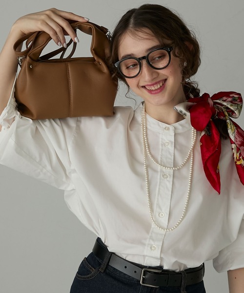 BONLECILL Marche(ボンルシールマルシェ)の「【BONLECILL Marche】2wayタックデザインワンハンドルバッグ/ショルダーバッグ(ハンドバッグ・レディース・ブラック/グレイッシュベージュ/キャメル・FREE)」の14枚目の写真