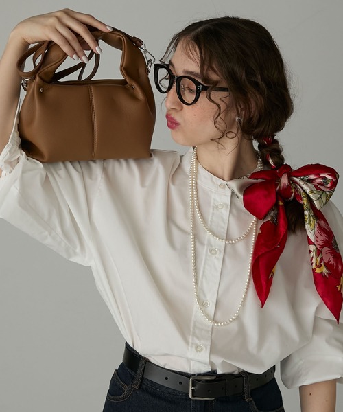 BONLECILL Marche(ボンルシールマルシェ)の「【BONLECILL Marche】2wayタックデザインワンハンドルバッグ/ショルダーバッグ(ハンドバッグ・レディース・ブラック/グレイッシュベージュ/キャメル・FREE)」の15枚目の写真