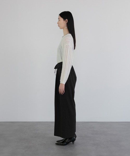 セール】【LEJA】メッシュプルオーバー透かし編みニットトップス