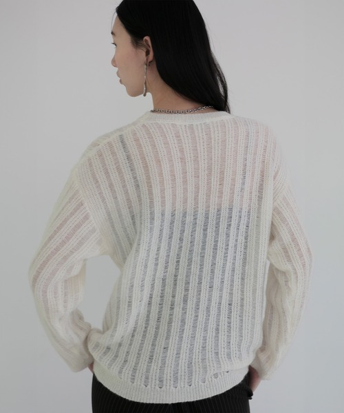 ニット セーター 「LEJA」メッシュプルオーバー透かし編みニットトップス レディース セール】【LEJA】メッシュプルオーバー透かし編みニットトップス