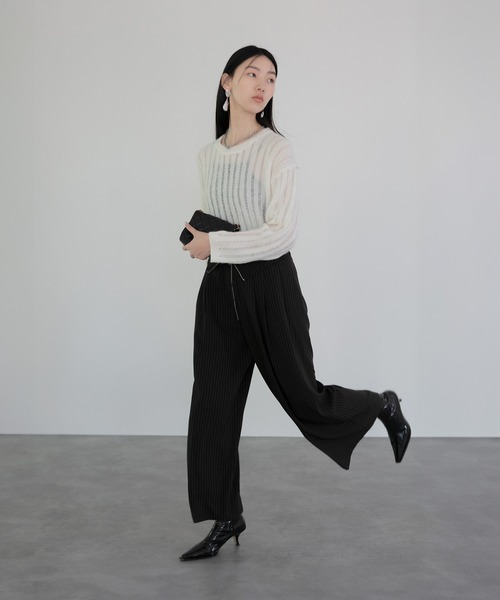 ニット セーター 「LEJA」メッシュプルオーバー透かし編みニットトップス レディース セール】【LEJA】メッシュプルオーバー透かし編みニットトップス