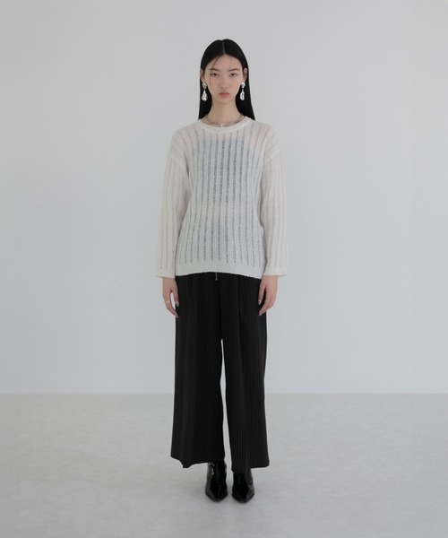 ニット セーター 「LEJA」メッシュプルオーバー透かし編みニットトップス レディース セール】【LEJA】メッシュプルオーバー透かし編みニットトップス